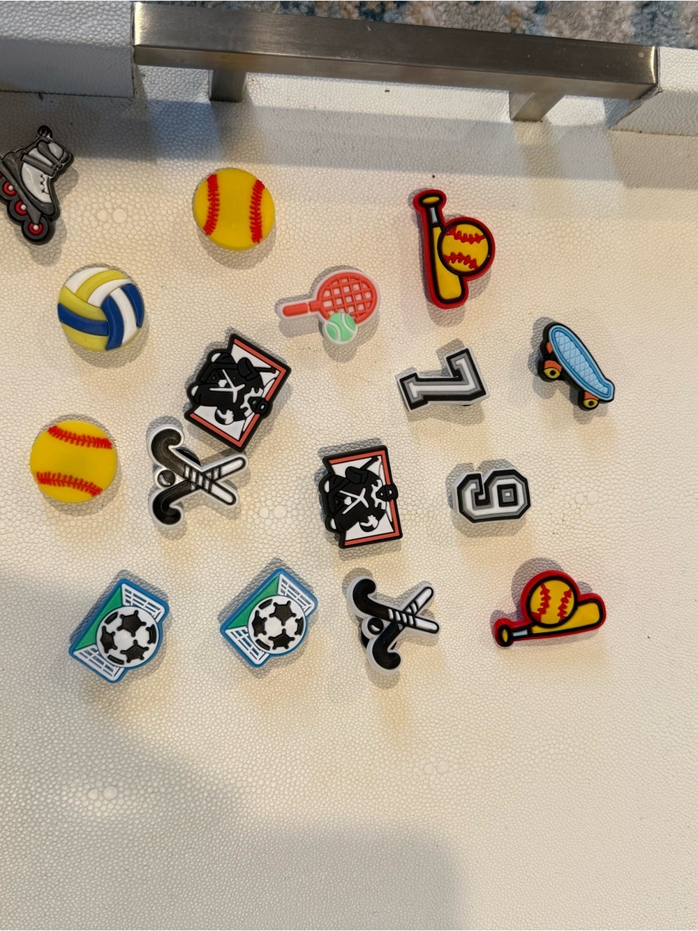 Sports-Themed Kids Shoe Charms - Yellow, Red, Blue, Black